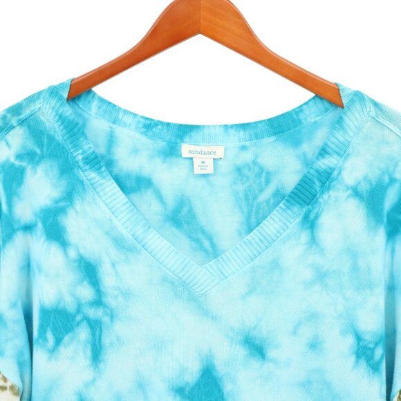Sundance Tie Dye Summer Skies Pullover V-Neck Sweater Blue M - Picture 3 of 5